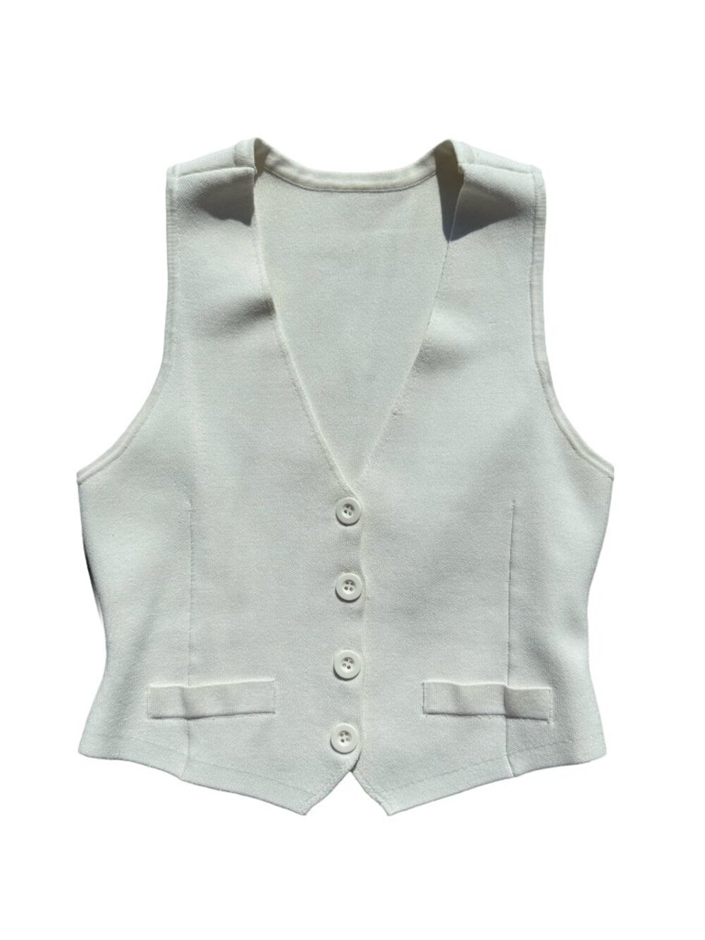 White Tailored Button Front Vest S